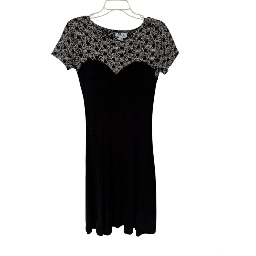90s Black Sweetheart Dress Textured Contrast Top
